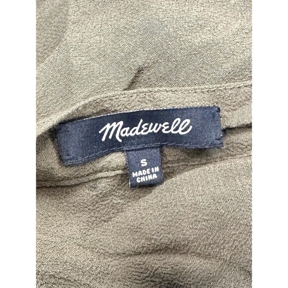 Madewell Novela Lace-Up Front Shift Dress Olive Green Viscose Size S EUC!! - Picture 4 of 4